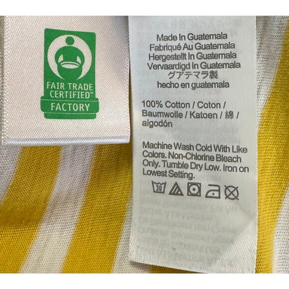 2/$15 J. Crew Striped Cotton Crewneck Tee Yellow White Short Sleeve BR265 Size M - Picture 8 of 10